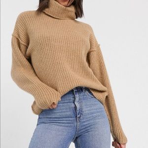 COPY - COPY - COPY - ASOS Design tan sweater with cowl neck